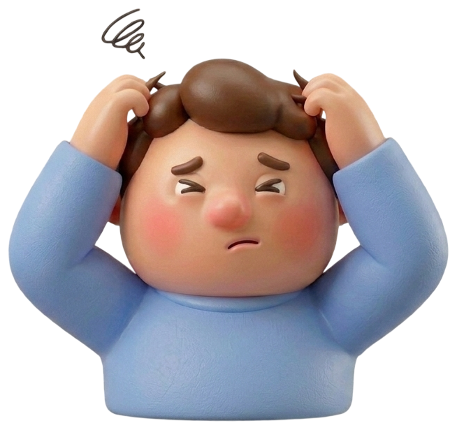 character pulling hair