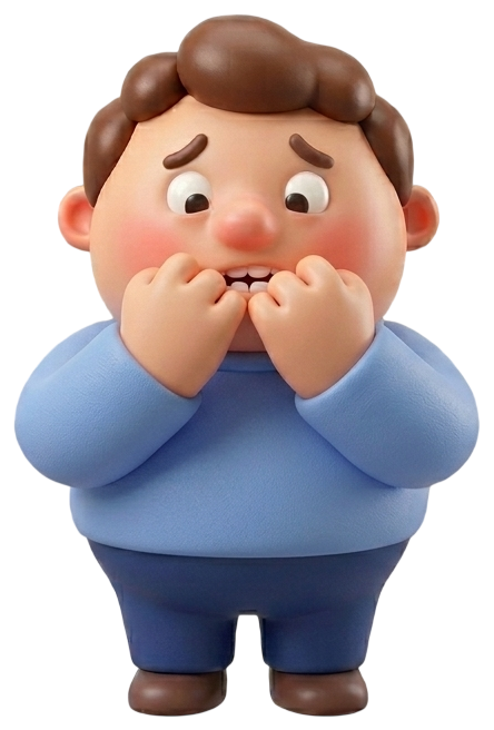 character biting nails
